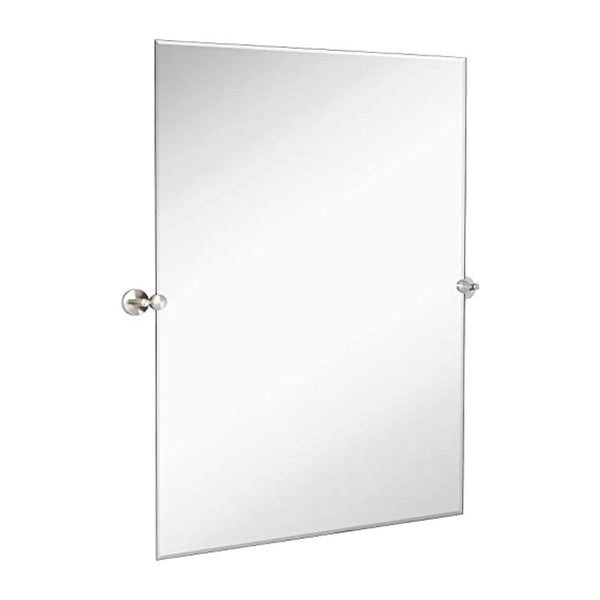 Large Pivot Rectangle Mirror with Brushed Chrome Wall Anchors 30" x 40" Inches-Hamilton Hills-RoomDividersNow