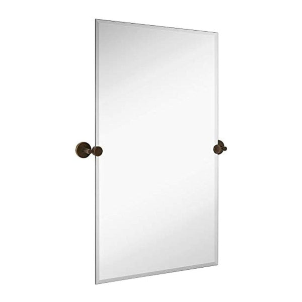 Large Pivot Rectangle Mirror with Oil Rubbed Bronze Wall Anchors 20" x 30" Inches-Hamilton Hills-RoomDividersNow