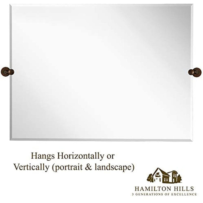 Large Pivot Rectangle Mirror with Oil Rubbed Bronze Wall Anchors 30" x 40" Inches-Hamilton Hills-RoomDividersNow