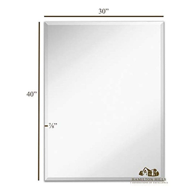 Large Rectangular Silver Mirror- Ultra Thin, Lightweight with Polished Beveled Mirror Edges (30"x40")-Hamilton Hills-RoomDividersNow