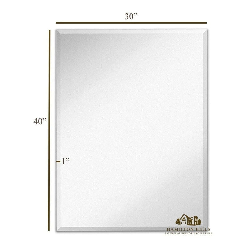 Large Simple Rectangular 1 Inch Beveled Wall Mirror (30" W x 40" H)-Hamilton Hills-RoomDividersNow