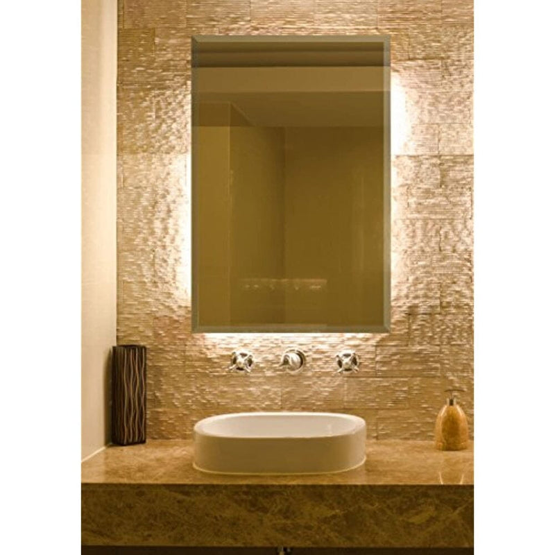 Large Simple Rectangular Streamlined 1 Inch Beveled Wall Mirror (24"W x 36"H)-Hamilton Hills-RoomDividersNow