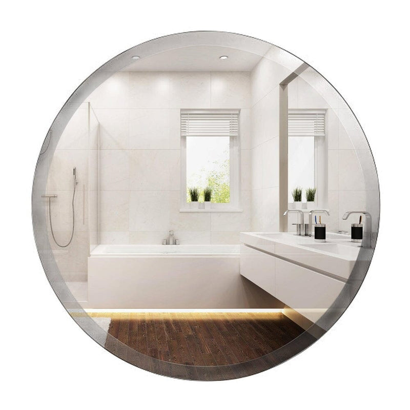 Large Simple Round 1 Inch Beveled Circle Wall Mirror Frameless (18" x 18")-Hamilton Hills-RoomDividersNow