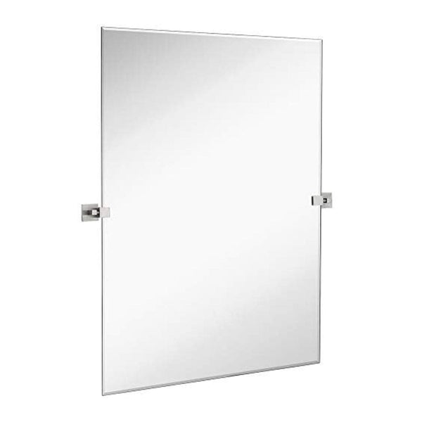 Large Squared Modern Pivot Rectangle Mirror with Brushed Chrome Wall Anchors 24" x 36" Inches-Hamilton Hills-RoomDividersNow