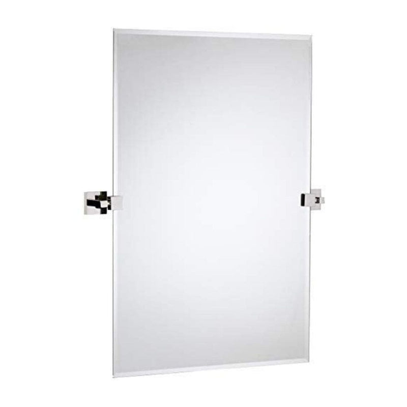 Large Squared Modern Pivot Rectangle Mirror with Polished Chrome Wall Anchors 20" x 30" Inches-Hamilton Hills-RoomDividersNow