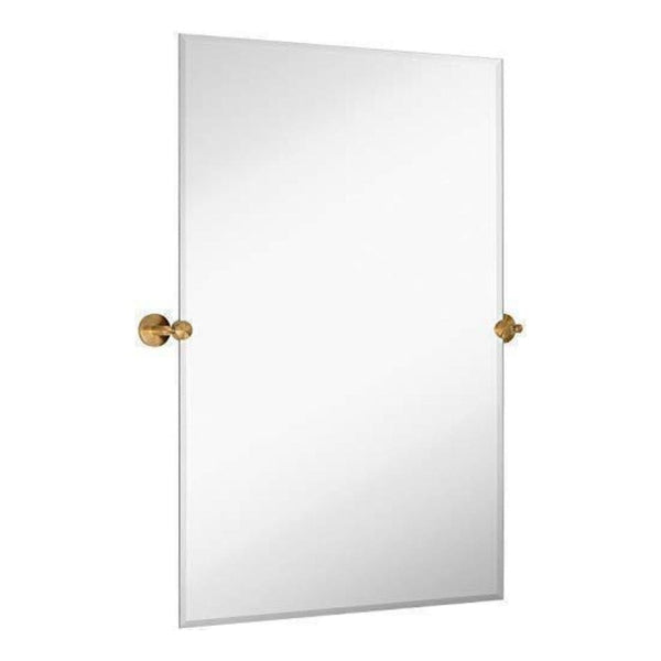 Large Tilting Pivot Rectangle Mirror with Brushed Gold Wall Anchors 24" x 36" Inches-Hamilton Hills-RoomDividersNow