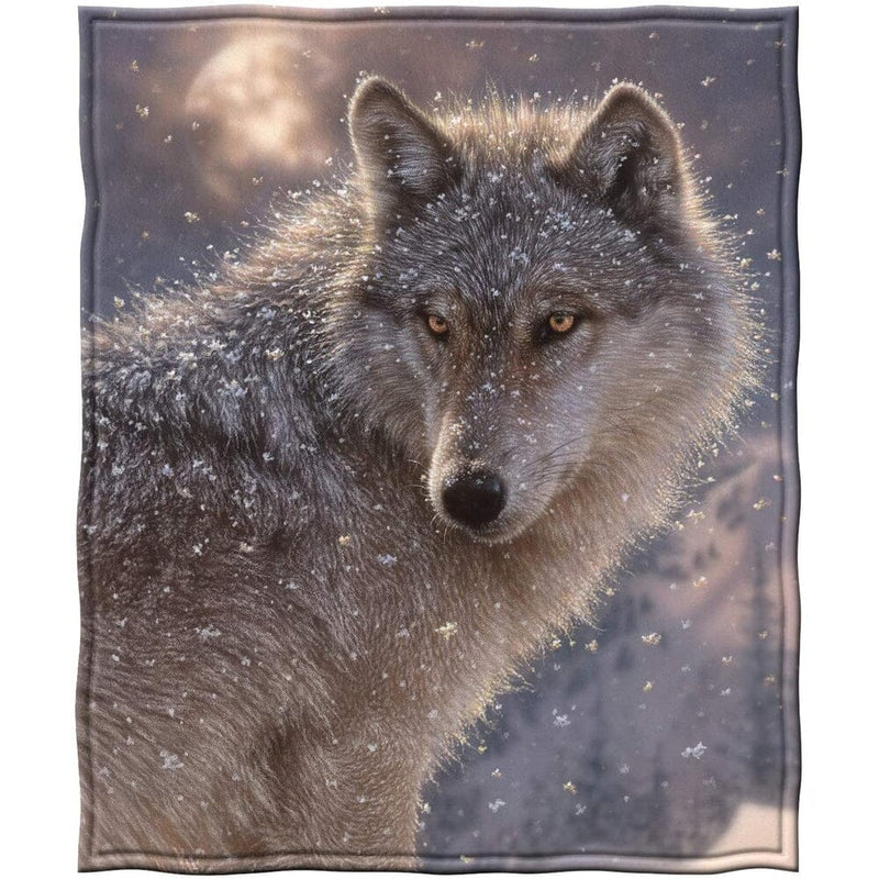 Lone Wolf Super Soft Full/Queen Size Plush Fleece Blanket-Dawhud Direct-RoomDividersNow