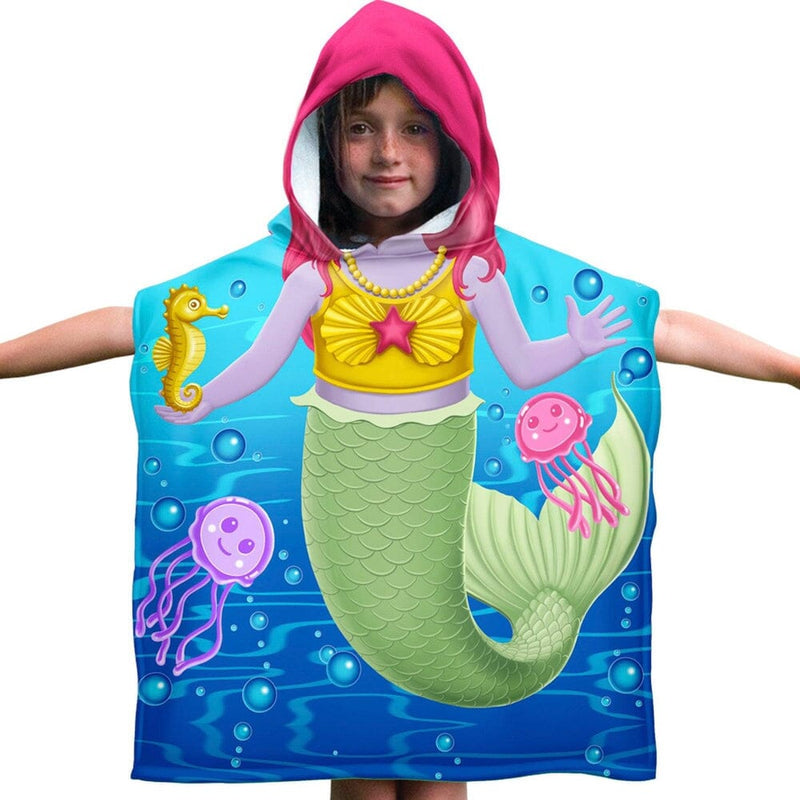 Mermaid and Friends Super Soft Plush Cotton Hooded Towel Poncho-Dawhud Direct-RoomDividersNow