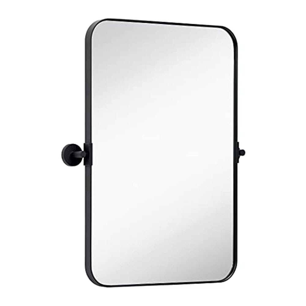 Metal Surrounded Round Pivot Mirror (16" x 24", Black)-Hamilton Hills-RoomDividersNow