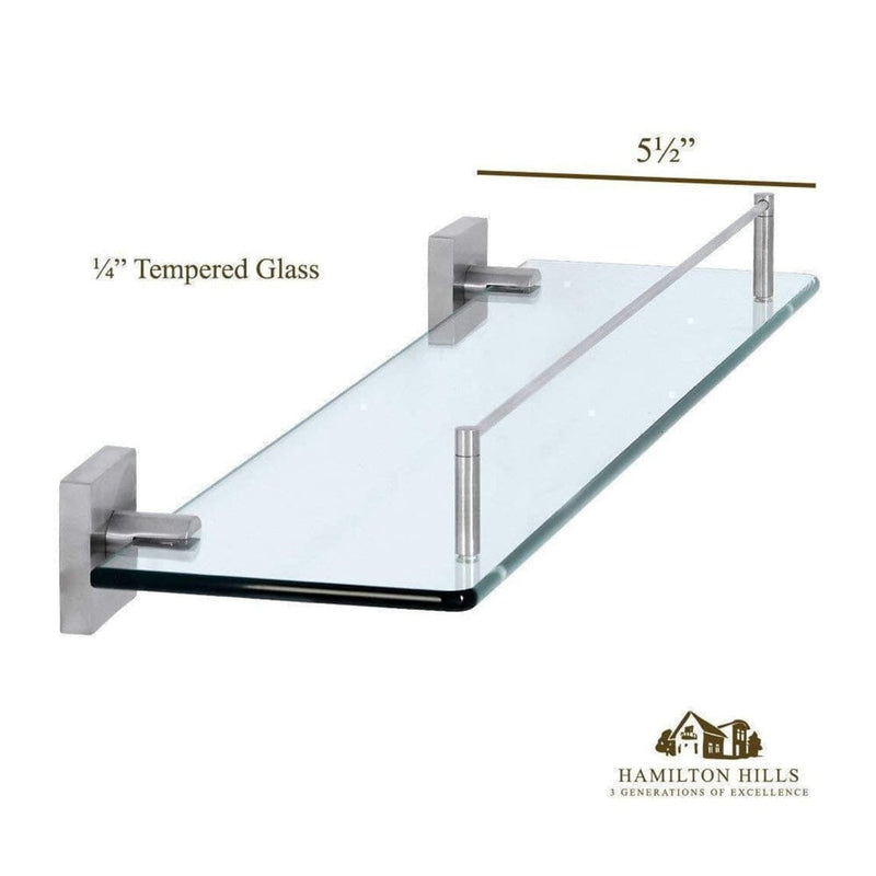 Modern Flat Brushed Glass Shelf-Hamilton Hills-RoomDividersNow