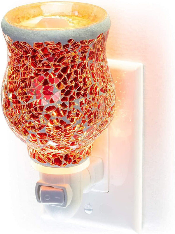 Mosaic Glass Plug-In Fragrance Wax Melt Warmer (Cinnamon Red)-Dawhud Direct-RoomDividersNow