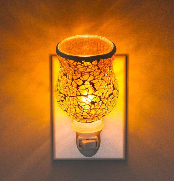 Mosaic Glass Plug-In Fragrance Wax Melt Warmer (Crackled Amber)-Dawhud Direct-RoomDividersNow