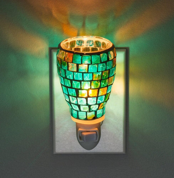 Mosaic Glass Plug-In Fragrance Wax Melt Warmer (Mediterranean Tile)-Dawhud Direct-RoomDividersNow