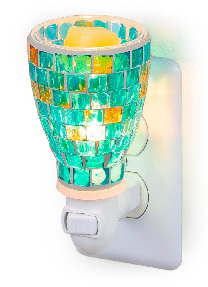 Mosaic Glass Plug-In Fragrance Wax Melt Warmer (Mediterranean Tile)-Dawhud Direct-RoomDividersNow
