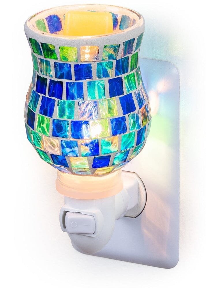 Mosaic Glass Plug-In Fragrance Wax Melt Warmer (Ocean Blue)-Dawhud Direct-RoomDividersNow