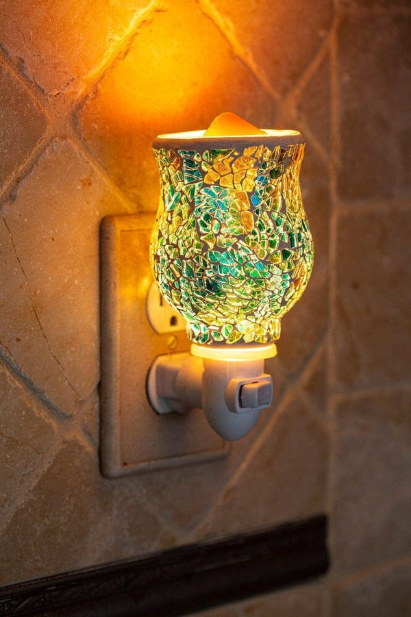 Mosaic Glass Plug-In Fragrance Wax Melt Warmer (Ocean Sunrise)-Dawhud Direct-RoomDividersNow