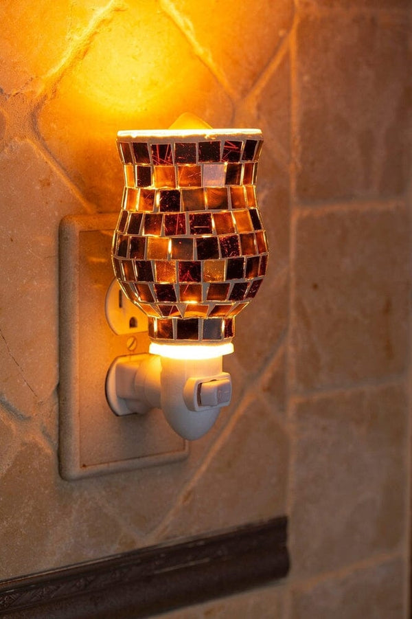 Mosaic Glass Plug-In Fragrance Wax Melt Warmer (Radiant Sienna)-Dawhud Direct-RoomDividersNow