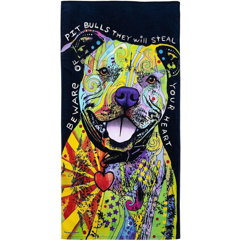 Pit Bulls They Will Steal Your Heart Super Soft Plush Cotton Beach Bath Pool Towel by Dean Russo-Dawhud Direct-RoomDividersNow