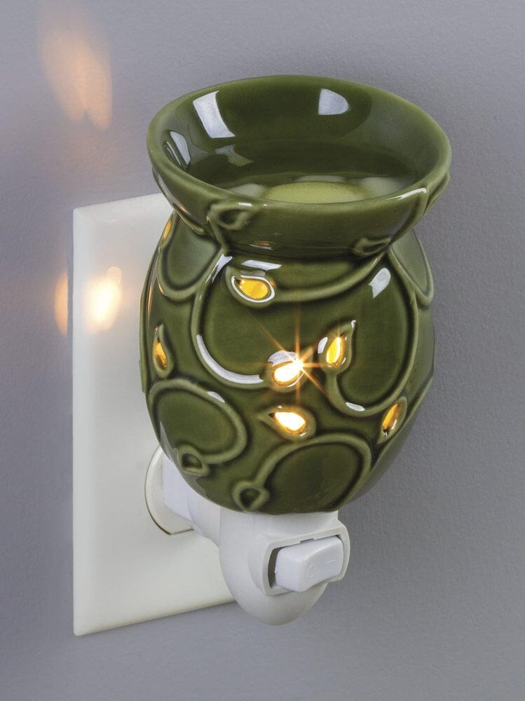 Plug-In Fragrance Wax Melt Warmer (Green ivy Swirl)-Dawhud Direct-RoomDividersNow