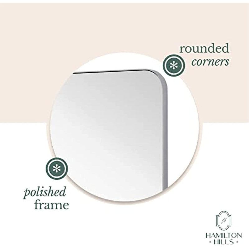 Polished Silver Metal Surrounded Round Pivot Mirror 22" x 30"-Hamilton Hills-RoomDividersNow