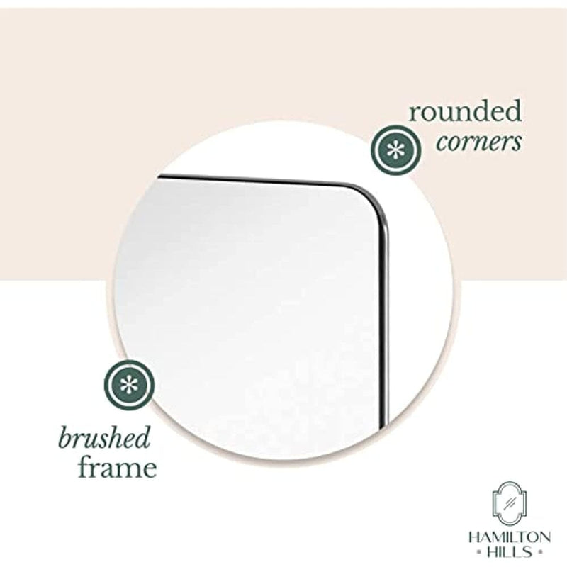 Polished Silver Metal Surrounded Round Pivot Mirror 24" x 36"-Hamilton Hills-RoomDividersNow