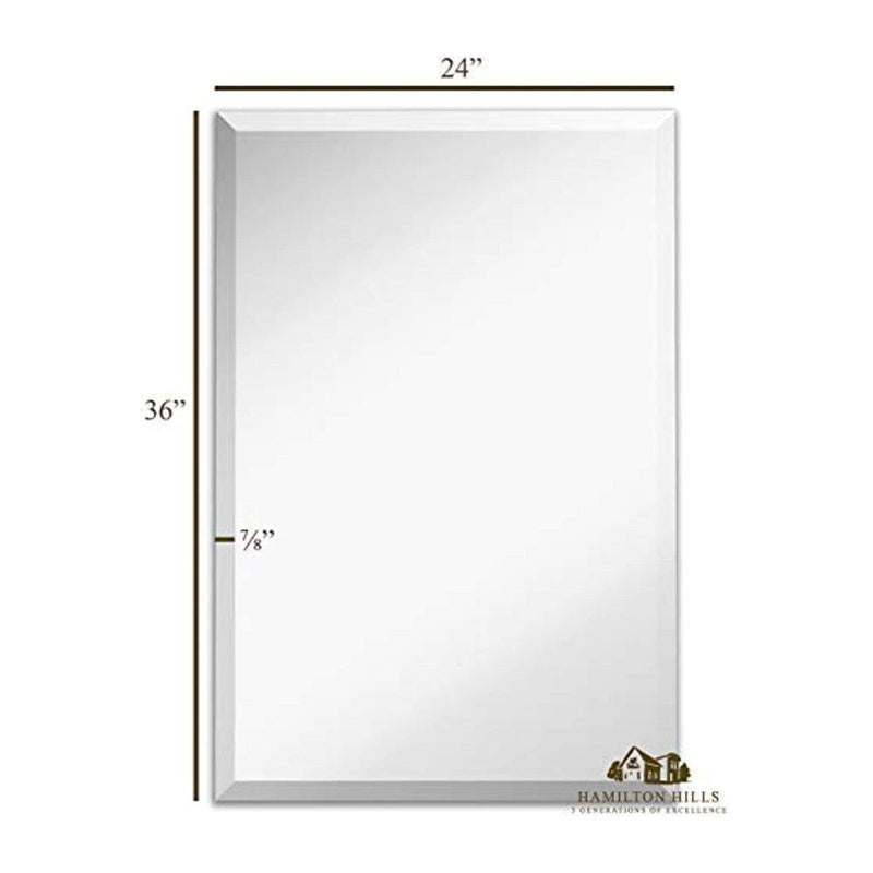 Premium Frameless 24x36 Mirror - Silver Rectangle Beveled Mirror-Hamilton Hills-RoomDividersNow