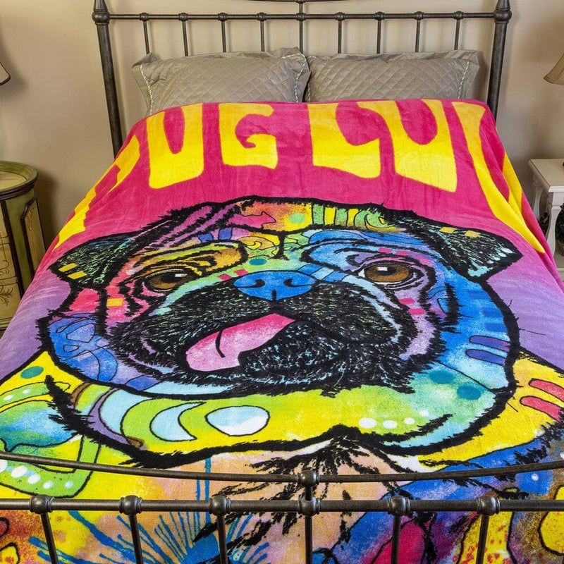 Pug Luv Super Soft Full/Queen Size Plush Fleece Blanket by Dean Russo-Dawhud Direct-RoomDividersNow