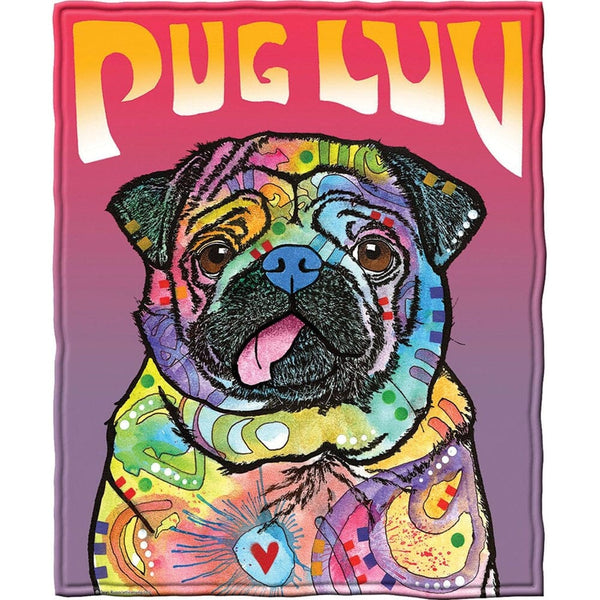 Pug Luv Super Soft Full/Queen Size Plush Fleece Blanket by Dean Russo-Dawhud Direct-RoomDividersNow