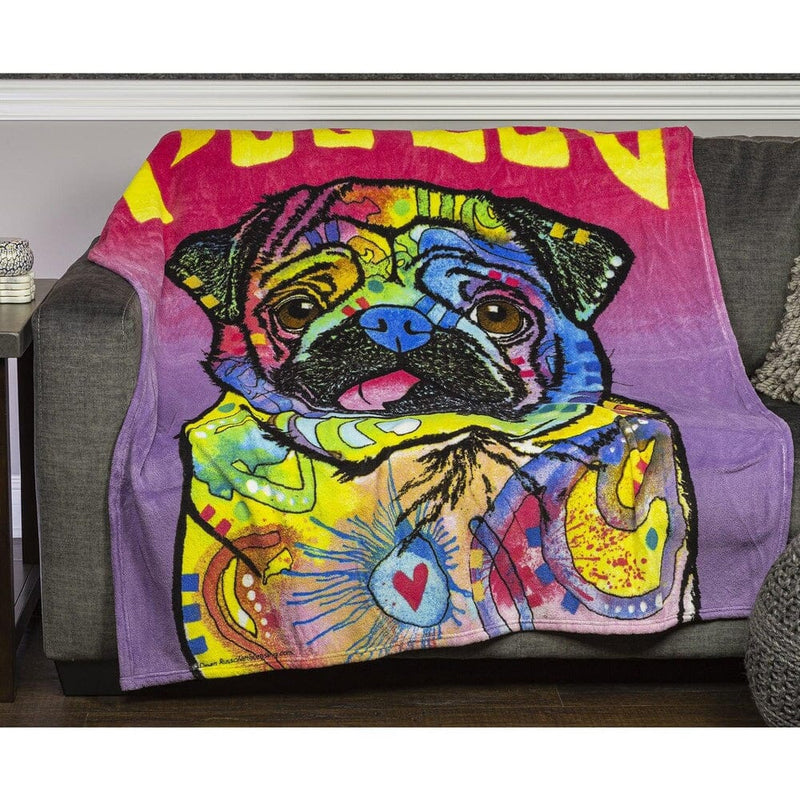 Pug Luv Super Soft Plush Fleece Throw Blanket by Dean Russo-Dawhud Direct-RoomDividersNow