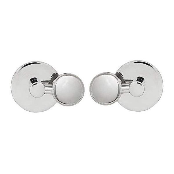 Round Polished Silver Pivot Mirror Mirror Clips Hardware Tilting Anchors-Hamilton Hills-RoomDividersNow