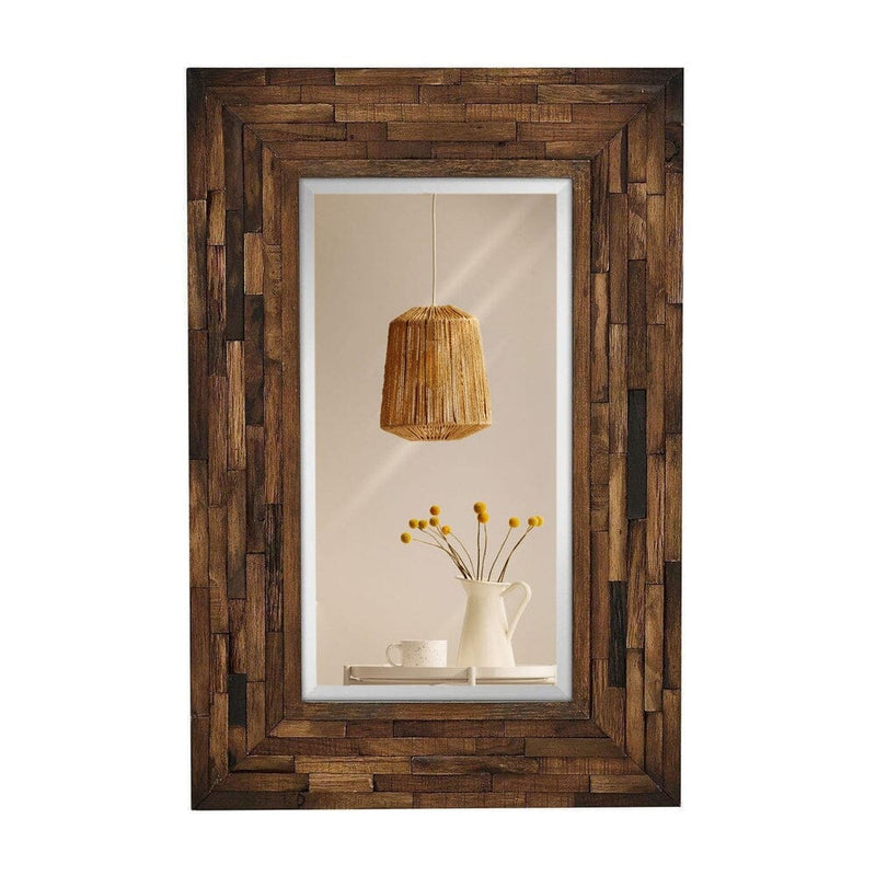 Rustic Natural Wood Framed Wall Mirror (24" x 36")-Hamilton Hills-RoomDividersNow