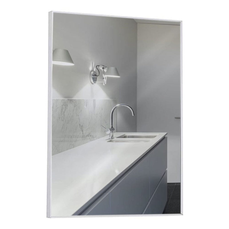 Silver Brushed Metal Vanity Mirror Simple Edge Mirrors 22"x30"-Hamilton Hills-RoomDividersNow