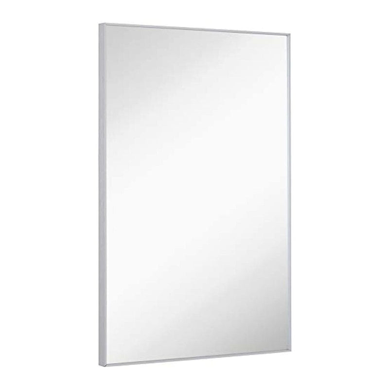 Silver Brushed Metal Vanity Mirror Simple Edge Mirrors 24"x36"-Hamilton Hills-RoomDividersNow