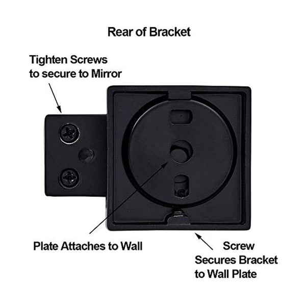 Square Black Pivot Mirror Hardware Tilting Anchors-Hamilton Hills-RoomDividersNow