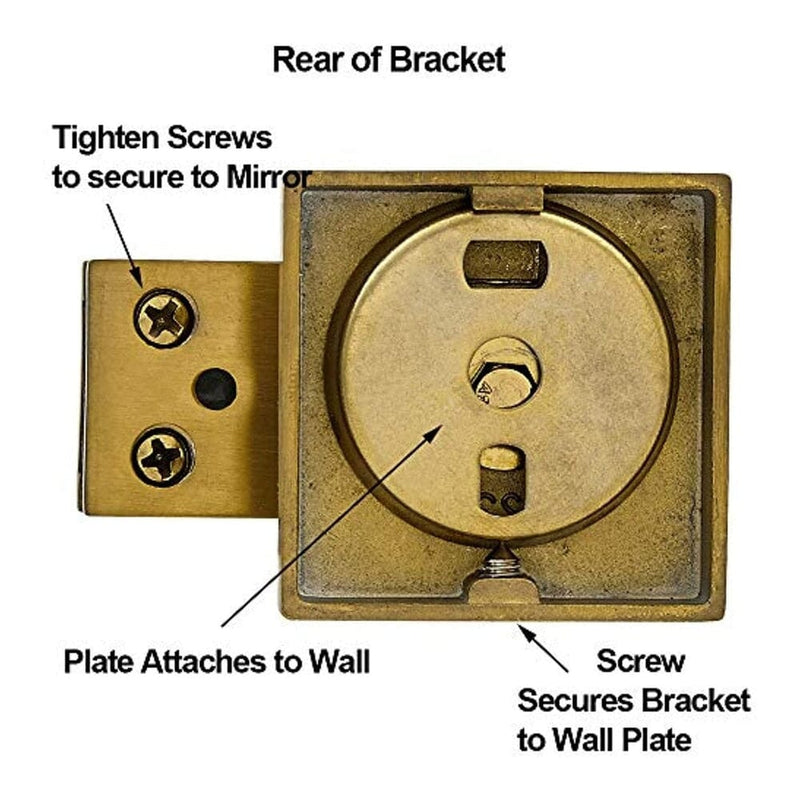Square Brushed Gold Pivot Mirror Hardware Tilting Anchors-Hamilton Hills-RoomDividersNow