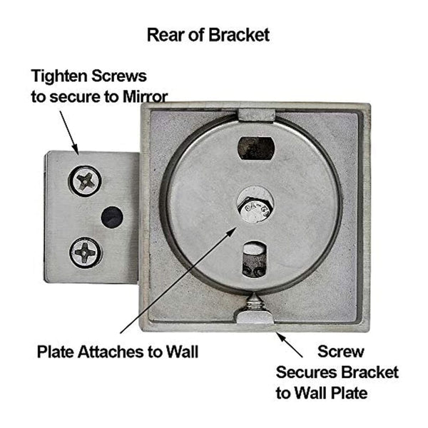 Square Brushed Silver Pivot Mirror Hardware Tilting Anchors-Hamilton Hills-RoomDividersNow