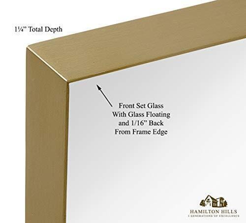 Squared Corner Deep Frame Brushed Metal Gold Framed Wall Mirror (22" x 30")-Hamilton Hills-RoomDividersNow
