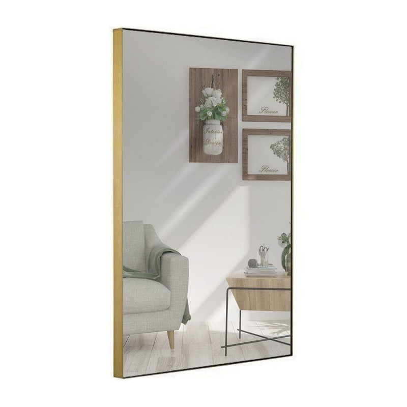 Squared Corner Deep Frame Brushed Metal Gold Framed Wall Mirror (22" x 30")-Hamilton Hills-RoomDividersNow