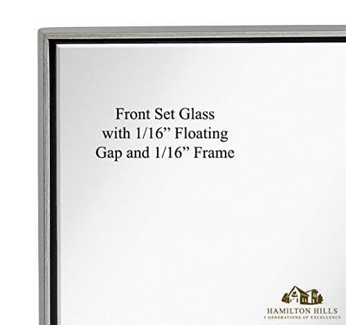 Squared Corner Deep Frame Brushed Metal Wall Mirror Silver (24" x 36")-Hamilton Hills-RoomDividersNow