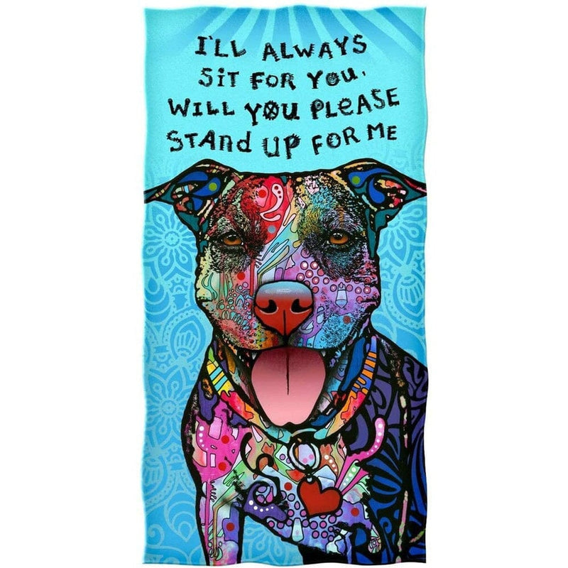 Stand Up For Me Pit Bull Super Soft Plush Cotton Beach Bath Pool Towel by Dean Russo-Dawhud Direct-RoomDividersNow