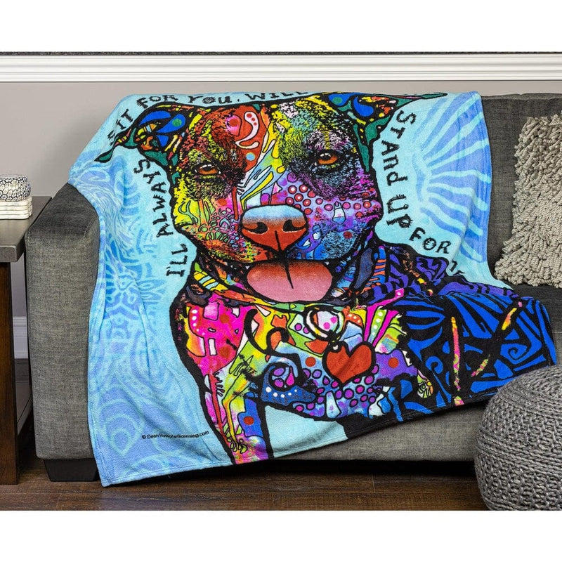 Stand Up for Me Pit Bull Super Soft Plush Fleece Throw Blanket by Dean Russo-Dawhud Direct-RoomDividersNow