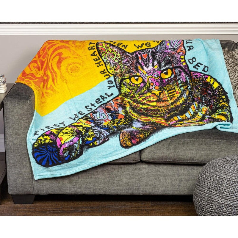 Steals your Heart & Bed Cat Super Soft Plush Fleece Throw Blanket by Dean Russo-Dawhud Direct-RoomDividersNow