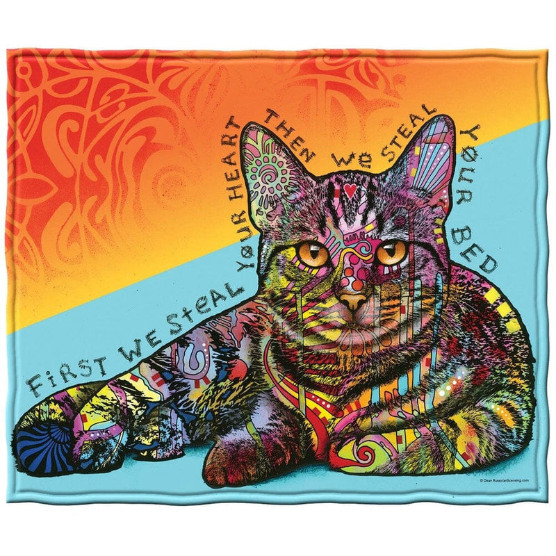 Steals your Heart & Bed Cat Super Soft Plush Fleece Throw Blanket by Dean Russo-Dawhud Direct-RoomDividersNow