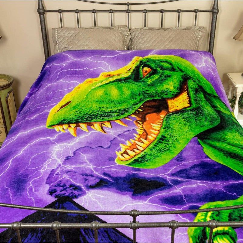 T-Rex Super Soft Full/Queen Size Plush Fleece Blanket-Dawhud Direct-RoomDividersNow