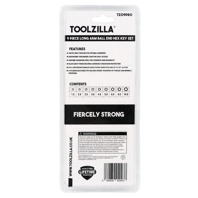 TOOLZILLA 9 Piece Long Arm Hex Allen Key Set-Toolzilla-RoomDividersNow