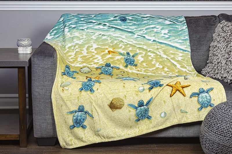 Turtles on the Beach Fleece Throw Blanket-Dawhud Direct-RoomDividersNow