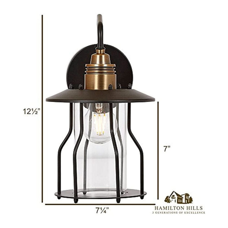 Vintage Wire Caged Glass Outdoor Wall Sconce Light-Hamilton Hills-RoomDividersNow