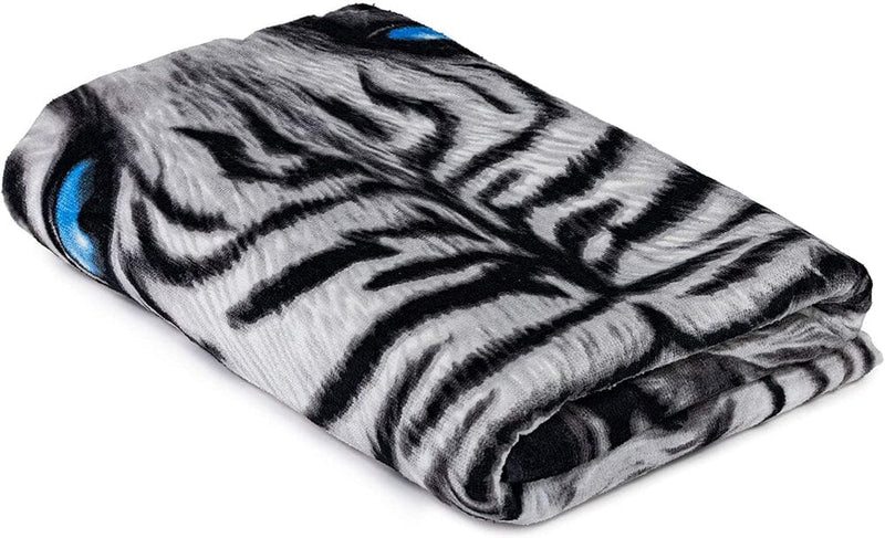 White Tiger Super Soft Cotton Plush Beach Towel-Dawhud Direct-RoomDividersNow