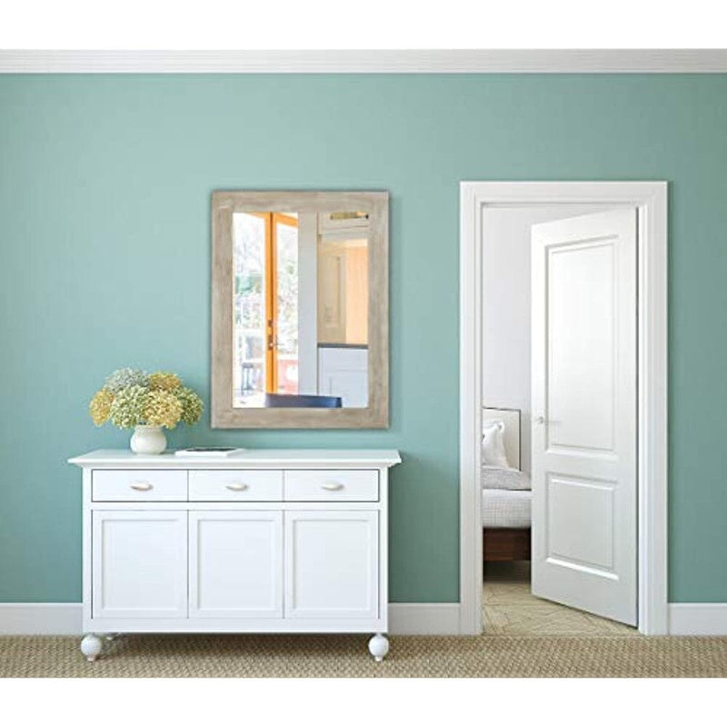 White Washed Wood Framed Mirror 30" x 40" Vanity Mirror-Hamilton Hills-RoomDividersNow