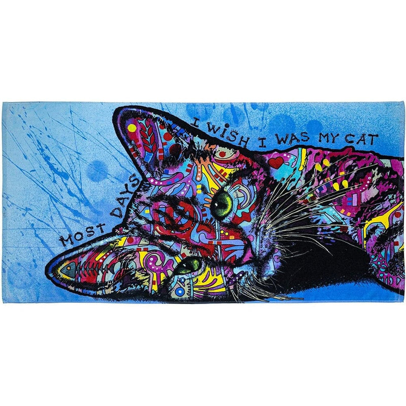 Wish I was My Cat Super Soft Plush Cotton Beach Bath Pool Towel by Dean Russo-Dawhud Direct-RoomDividersNow